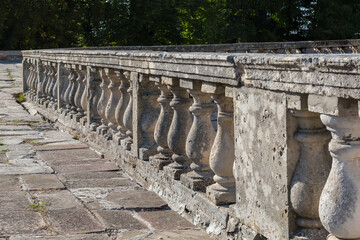 Stone balustrade on a terrace on bastion of medieval castle
