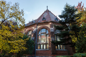 Fototapeta premium Northern facade of library building of Budapest university of technology