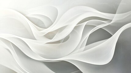 Obraz premium Abstract White Fabric in Gentle Waves, Soft and Flowing Texture, Elegant Clean Background for Design