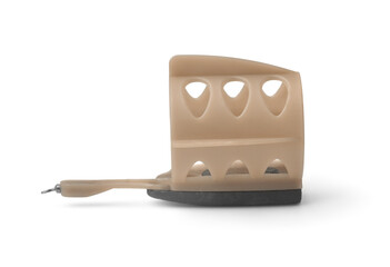 Side view of empty fishing groundbait feeder