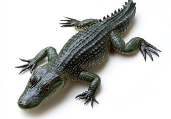 Fototapeta premium Realistic model of a crocodile toy displaying intricate textures and details ideal for educational purposes, children's play, or themed decorations in various settings