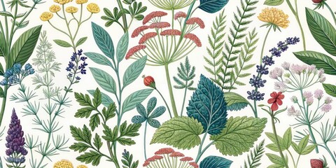 Father's Day Herbalism Garden:  Rule of Thirds Illustration Background Pattern Design