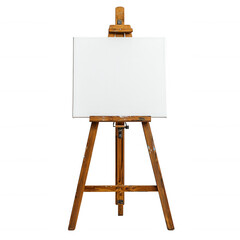 Classic Wooden Easel Isolated on White Background, Ideal for Artists and Painting Display