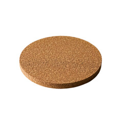 Round cork trivet top view on transparent background
