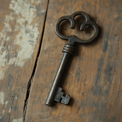 Old key on wood