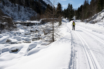 Skilanglauf im Rosegtal; Oberengadin; Schweiz