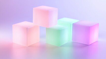 Obraz premium Glowing Pastel Cubes Abstract Still Life