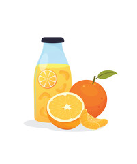 Orange juice, orange and slices