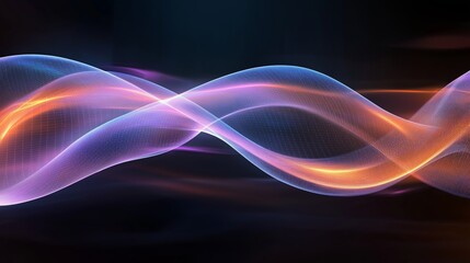 Colorful light waves intertwining in an abstract digital design at night