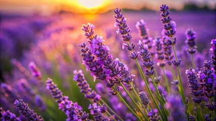 Naklejka premium Close-up Lavender Blossoms, Provence Fields, France - Summer Purple Flowers