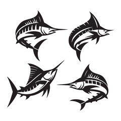 Daring Marlin silhouette, an unstoppable force in the water - Marlin illustration - Minimalist Marlin vector - Fish silhouette
