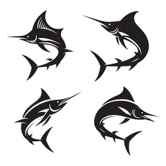 Energized Marlin silhouette, showcasing raw speed and power - Marlin illustration - Minimalist Marlin vector - Fish silhouette
