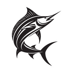 Dominant Marlin silhouette, reigning over the ocean’s depths - Marlin illustration - Minimalist Marlin vector - Fish silhouette
