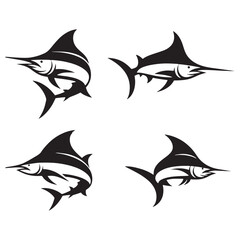 Sculpted Marlin silhouette, a sleek design for marine lovers - Marlin illustration - Minimalist Marlin vector - Fish silhouette
