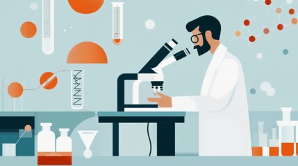 Scientist conducting research in a laboratory setting with various chemical equipment in use during daytime hours