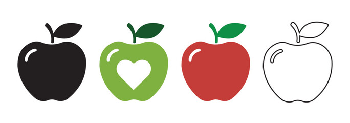 Apple icon set. Apple silhouette vector. Apple icon vector illustration EPS 10