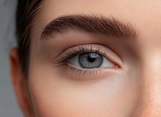 Obraz premium A close-up of two women's eyes, one young and the other older with wrinkles, showing the effects of eye cream on skin texture, presented in a side-by-side comparison. 