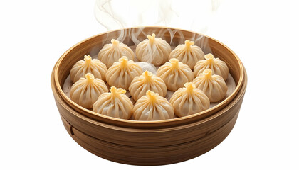 Steaming Dumplings in Bamboo Steamer Ready to Eat Appetizing Meal