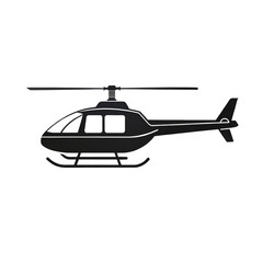 black and white icon of a helicopter on a transparent background