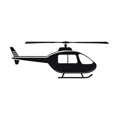 black and white icon of a helicopter on a transparent background