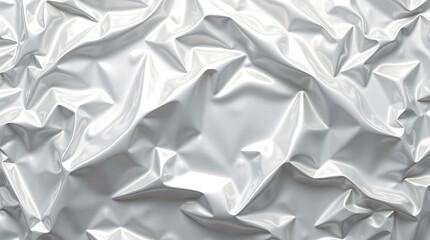 Obraz premium Crinkled Metallic Silver Plastic Wrap Texture with Reflective Highlights and Futuristic Feel Background