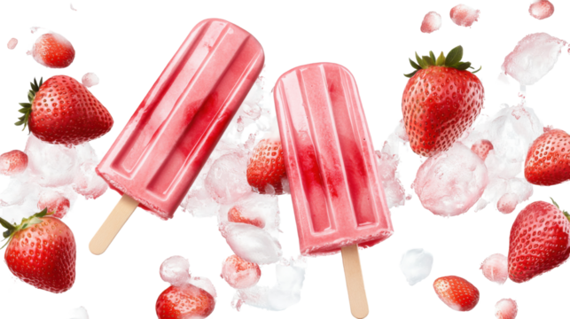 strawberry ice cream seamless pattern isolated on white background 