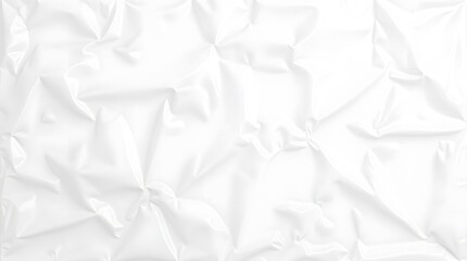 Obraz premium Wrinkled Transparent Plastic Wrap Texture with Creases, Folds on White Background.