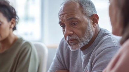 Obraz premium Rare illness patient sharing their journey in a support group setting. Featuring connection and emotional resilience