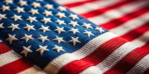 Close-up Tilt-Shift Photo of a Crisp USA Flag, Ultra Detailed and Photorealistic
