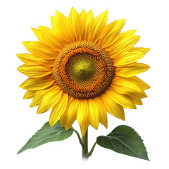 Obraz premium Bright Yellow Sunflower with Wide Petals Isolated on White Background, Ideal for Nature and Floral Decor