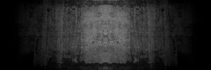 Old wall texture cement dark black gray background abstract grey color design are light with white gradient background.