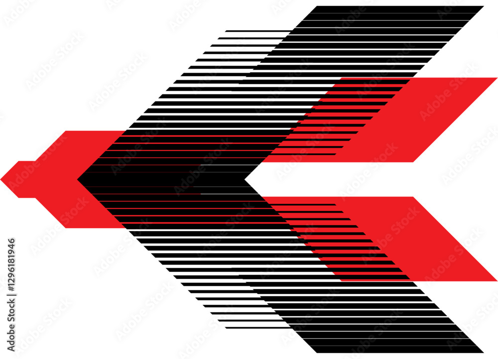 Fototapete abstract vector arrow, pointer. strip for car body, boat, toy, sportswear. racing pattern. striped d