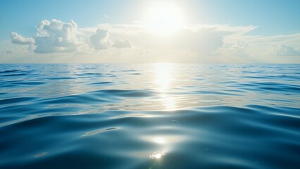Obraz premium 明るい空の下、静かな海が広がる静謐な海景