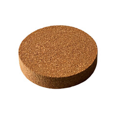 Round cork trivet top view on transparent background
