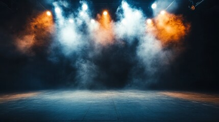 Obraz premium Dramatic Stage Lighting with Colorful Fog and Smoke Effects
