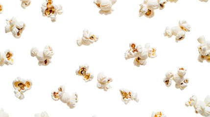 Popcorn kernels falling on transparent background: ready for your designs