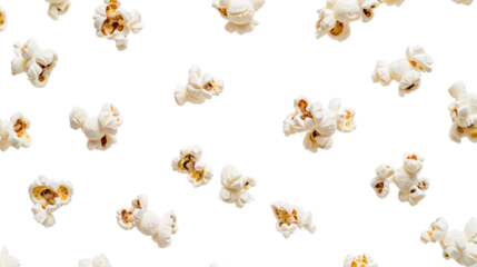 Popcorn kernels falling on transparent background: ready for your designs