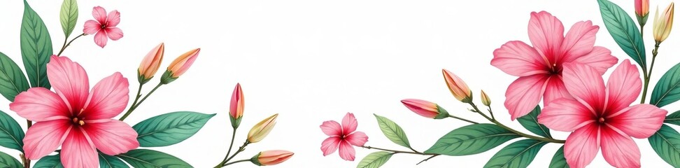Obraz premium Seamless pastel tropical flowers on white background, elegant and vibrant, minimal, elegant, white background
