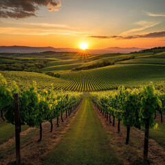 Fototapeta premium Vineyard at sunset