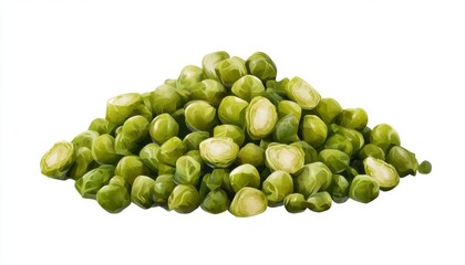 Fresh and Healthy Green Peas Piled on a White Background