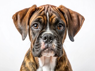 Obraz premium Confident Brindle Boxer Puppy Studio Portrait - High-Resolution Stock Photo