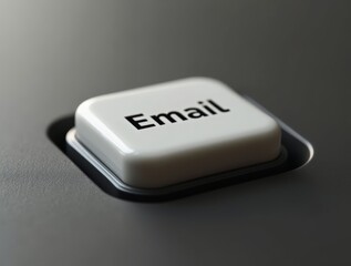 White email button sending electronic mail on grey keyboard