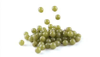 Green Grapes Falling Onto A Pile Of Grapes