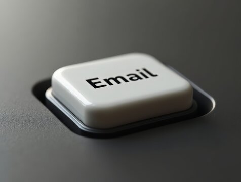 White email button sending electronic mail on grey keyboard