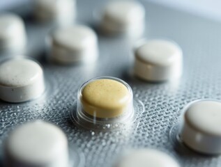 Last yellow pill remaining in blister pack