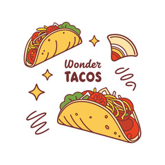 Vector Illustration Of Wonder Delicious Tacos