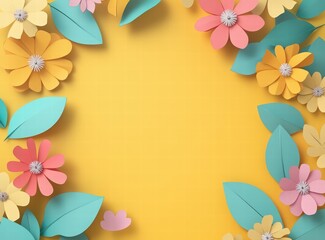 Obraz premium 3D summer sale ans spring sale banner template with paper-cut colorful flowers, leaves, and hanging ribbons. Summer special offer poster design for sales promotion in a shop or online store, web site 