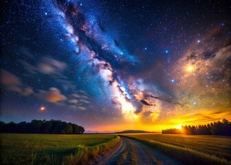 Cosmic Background: Radiant Lines & Glowing Stars - Low Light Astrophotography