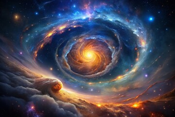 Obraz premium Cosmic Nebula: Abstract Space Background with Starry Dust and Galaxy Clouds
