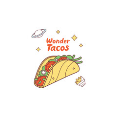 Vector Illustration Of Wonder Delicious Tacos